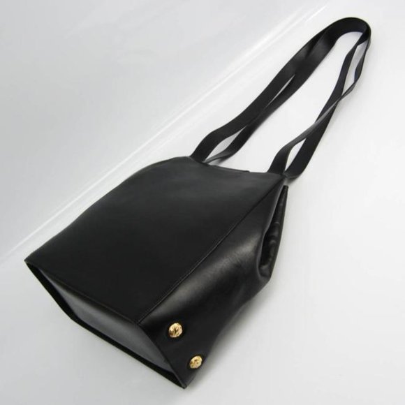 Salvatore Ferragamo DQ-21 5212 Gancini Black Bucket Leather Shoulder Bag dustbag - Picture 5 of 10